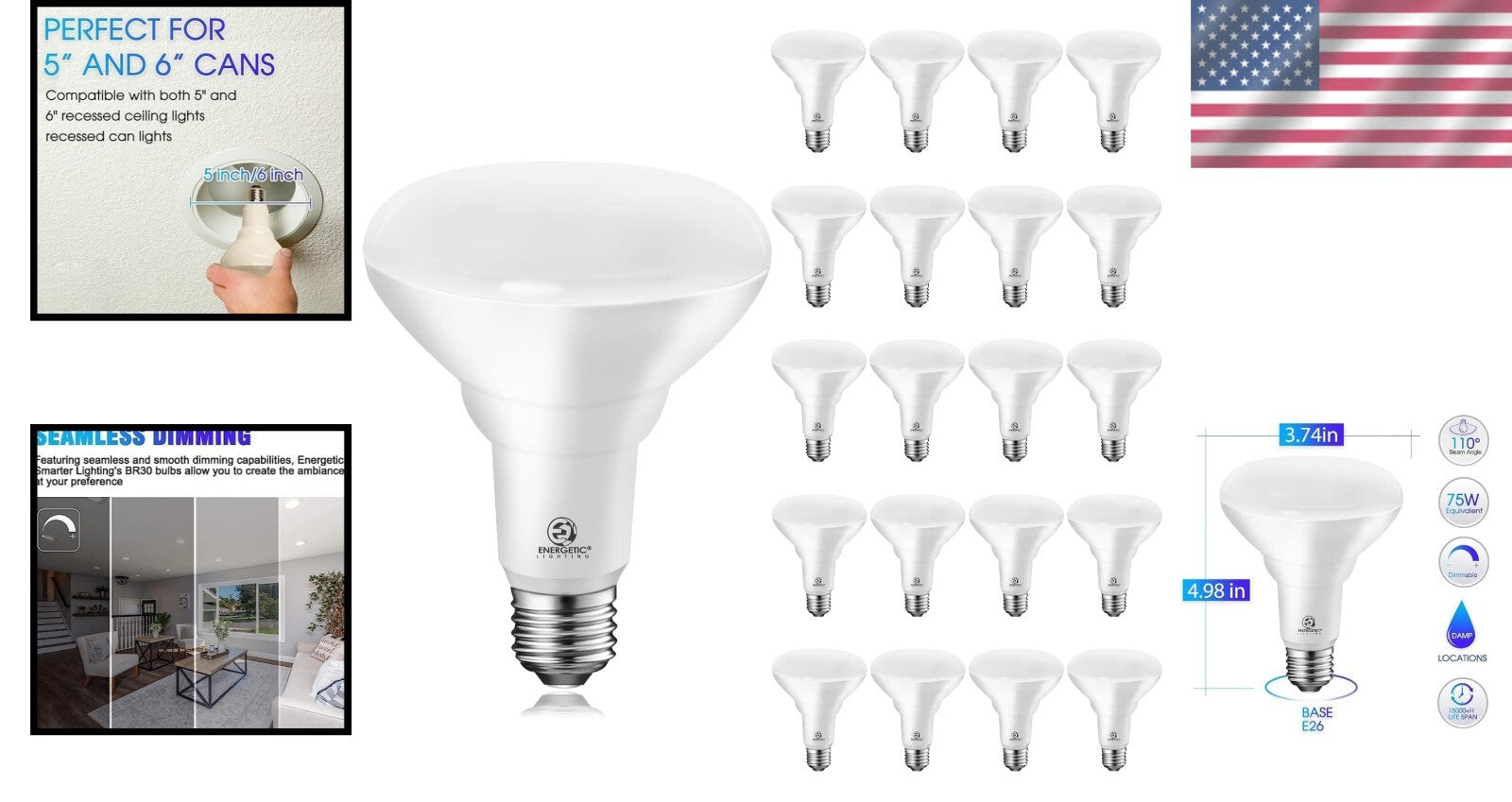 20-Pack 9W Dimmable LED Ceiling Flood Lights, 75W Equivalent in Daylight White