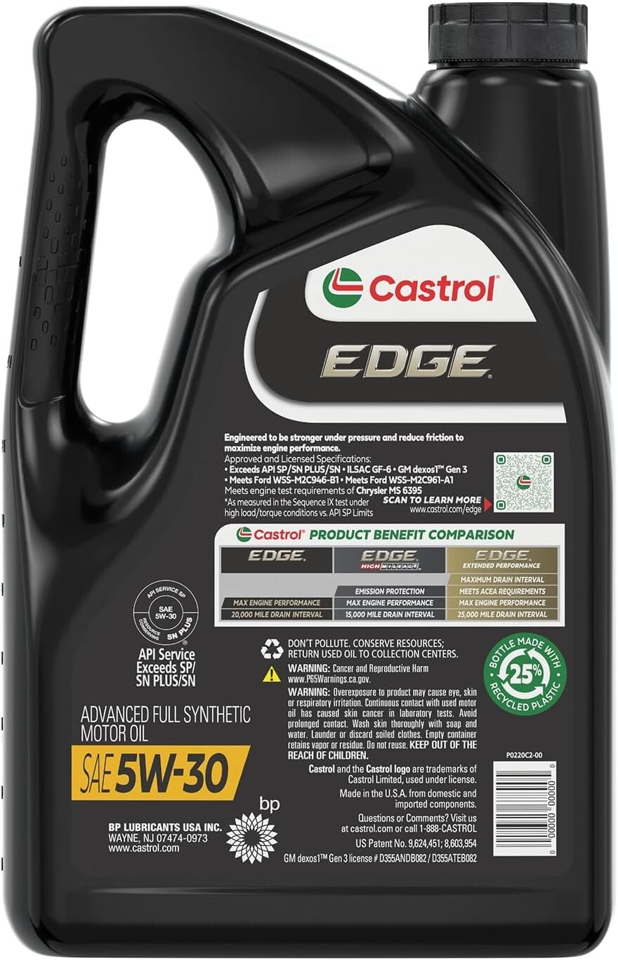 Advanced EDGE 5W-30 Full Synthetic Motor Oil, 3 Pack - Engine Longevity Solution