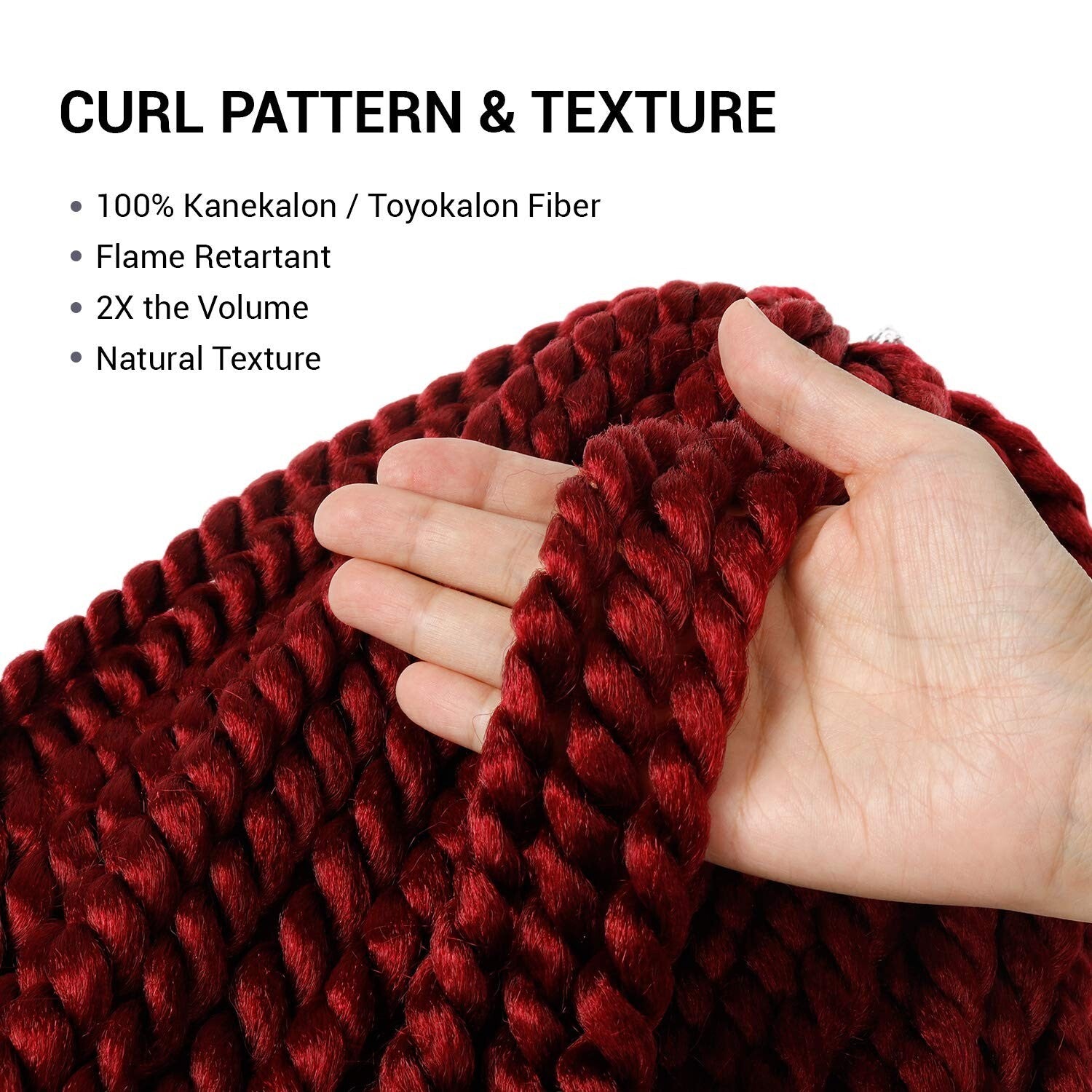 Tangle-Free Jumbo Senegalese Twist Braid Hair, 24 Inch Burgundy - 6 Pack Bundle