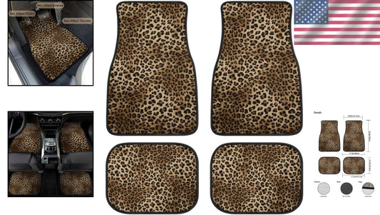 Stylish Leopard Print Car Floor Mats Set of 4 - Universal Fit for All Vehicles