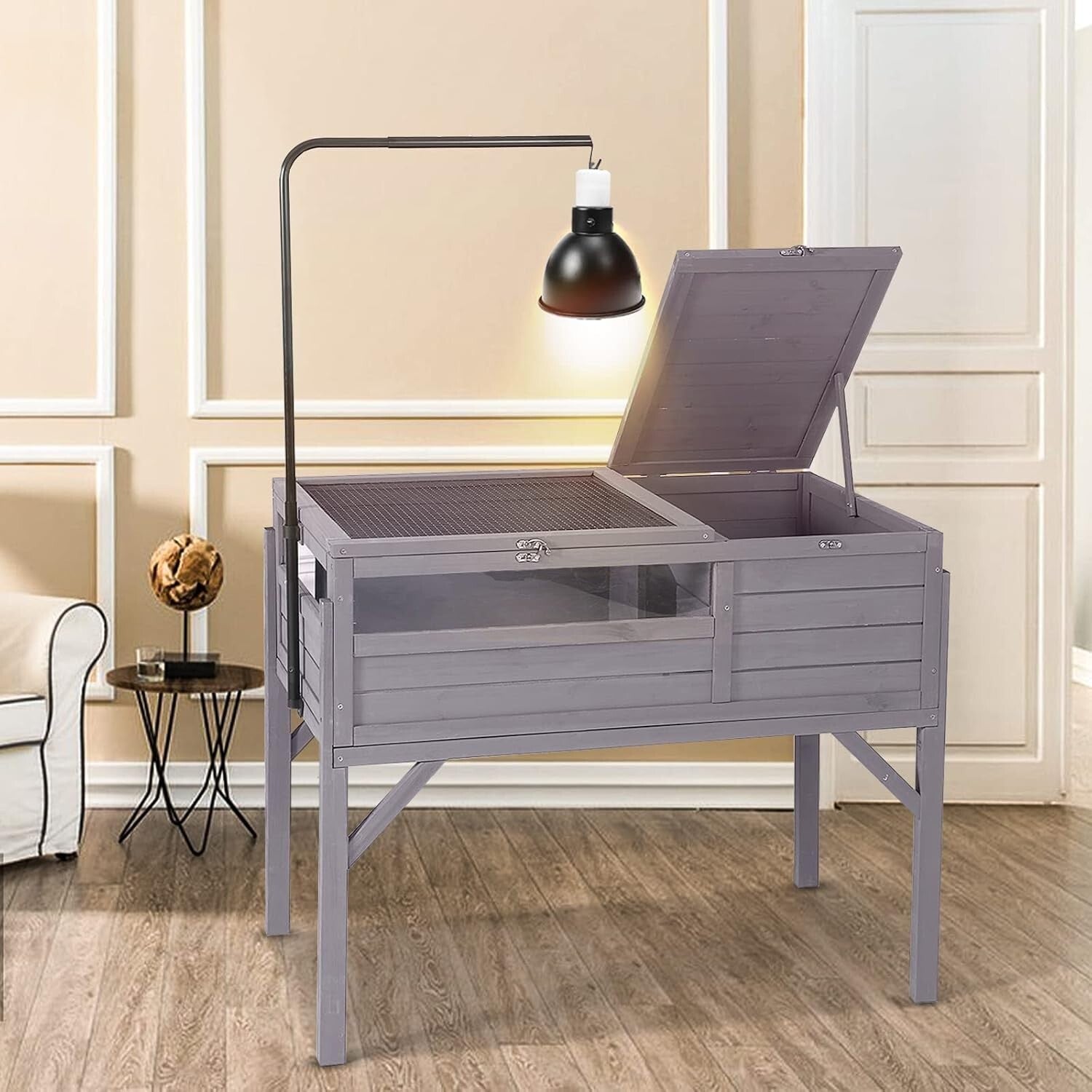 Spacious Wooden Tortoise House with Detachable Legs and Multifunctional Design