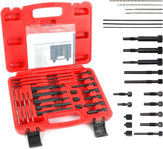 Professional Glow Plug Removal Tools - 22 Piece Kit with Heavy-Duty Toolbox