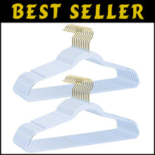 Load image into Gallery viewer, 40 Pack Blue Glitter Hangers with Gold Swivel Hooks - Space Saving &amp; Stylish