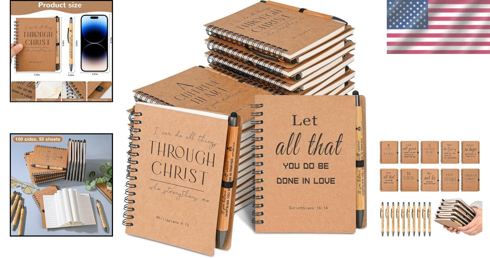 Christian Spiral Journals with Pens - 60 Inspirational Gifts for Every Occasion
