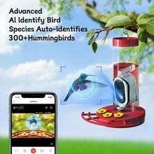 Load image into Gallery viewer, 20 Oz Hummingbird Feeder with AI Camera - Instant Notifications &amp; Easy Refill