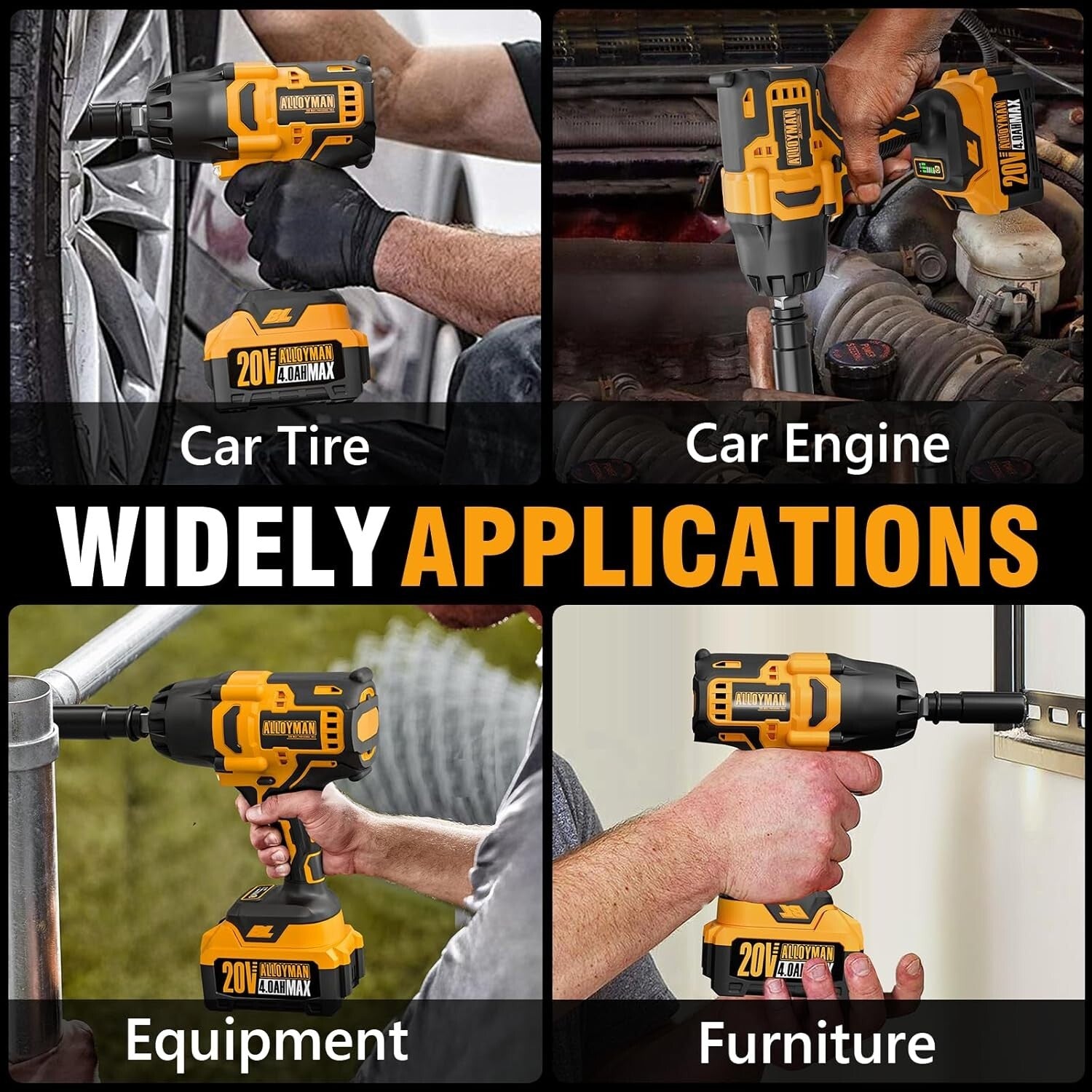 Efficient Cordless Impact Wrench 750 N.m Torque - Complete Tool Package