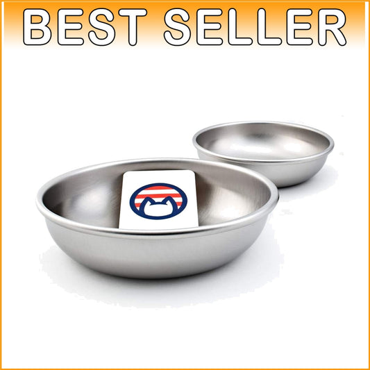 Whisker Friendly Stainless Steel Cat Bowls - 2 Durable Dishwasher Safe Dishes