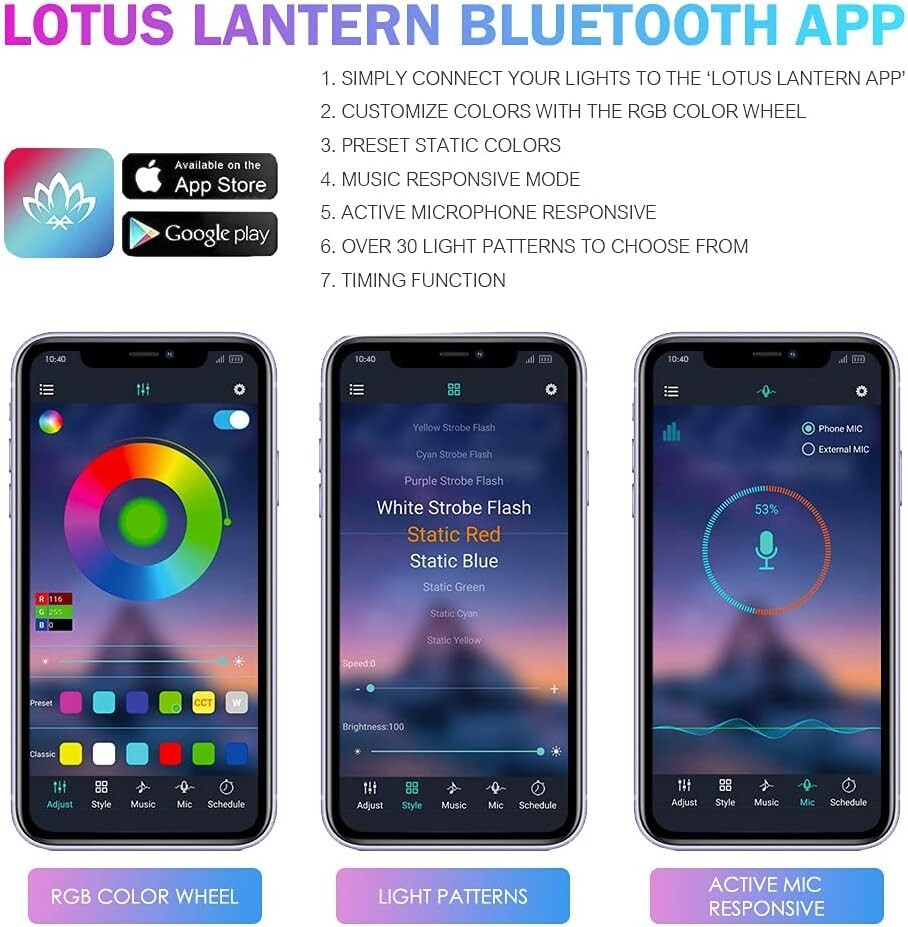 Dynamic 8Pcs RGB LED Strip Kit for Vehicles - Bluetooth & Remote with Music Sync