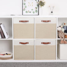 Load image into Gallery viewer, Stylish 13 Inch Cube Storage Bins with Soft Lining and Durable Leather Handles