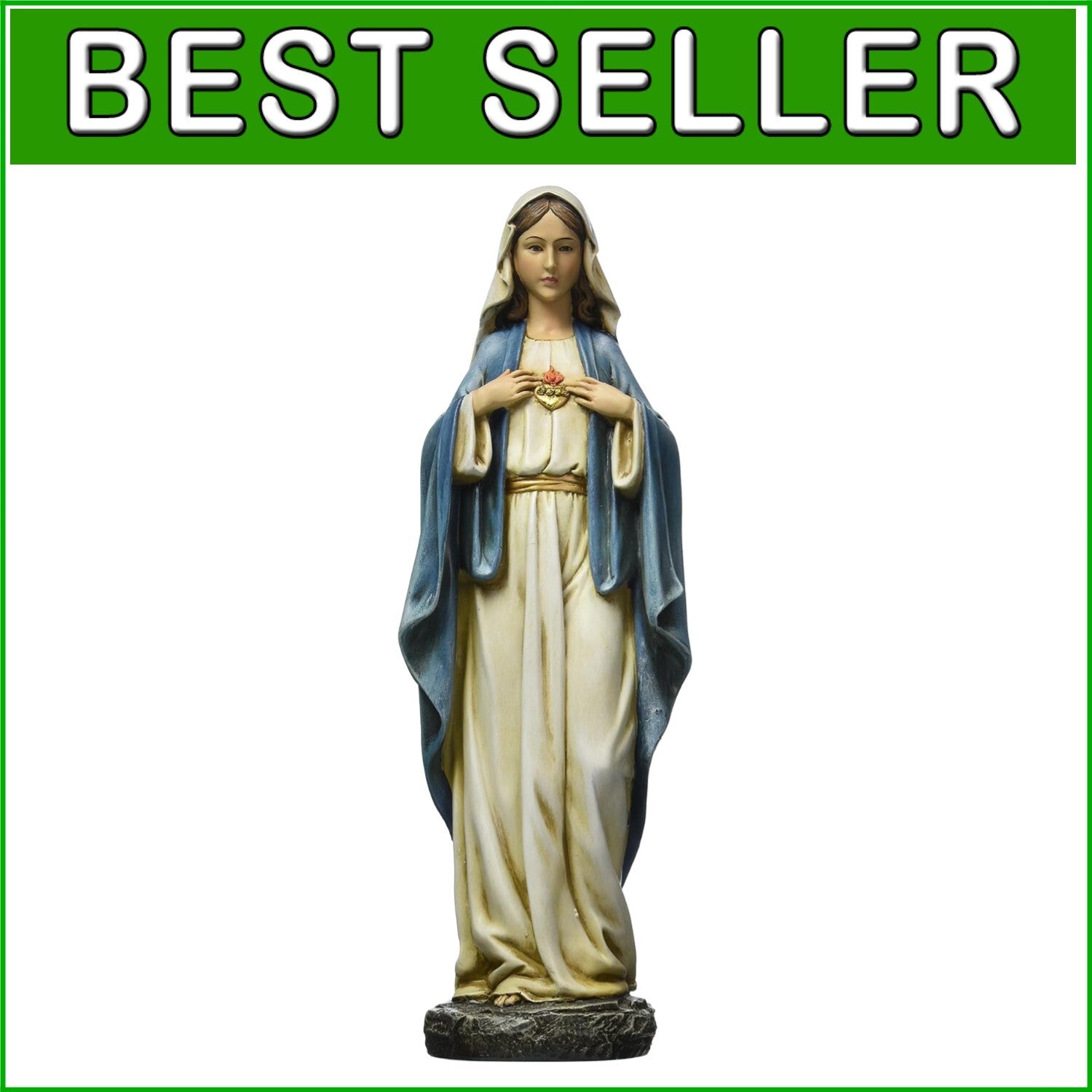 Exquisite 14-Inch Immaculate Heart of Mary Figure - A Meaningful Devotional Gift