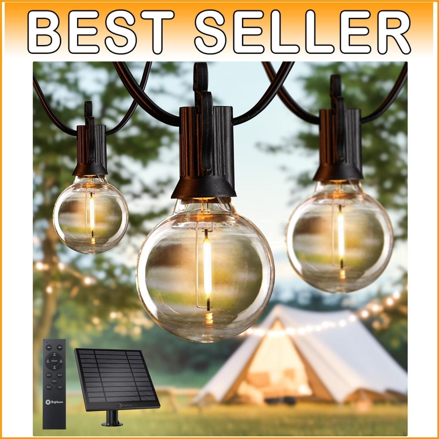 75FT Waterproof Solar String Lights with 35 Dimmable LED Bulbs & Remote Control