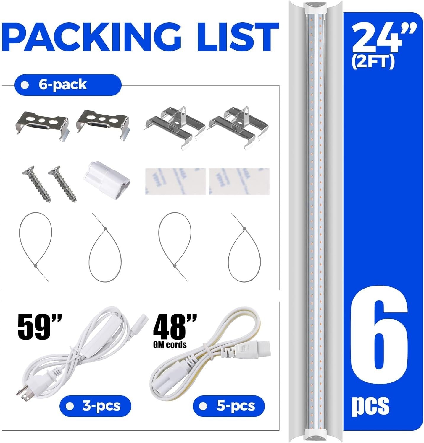 Super Bright 2FT T8 Grow Lights with V-Shaped Reflector for Home Indoor Greenery