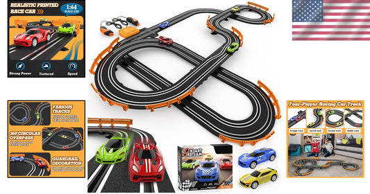 Dual Racing Slot Car Set with Remote Controls and Fast Cars – Fun for All Ages!