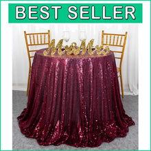 Load image into Gallery viewer, Luxurious 120-Inch Round Burgundy Sequin Tablecloth for Special Occasions