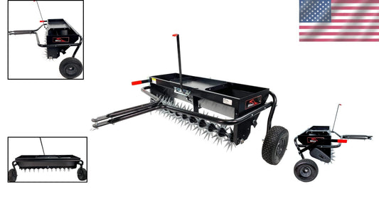 All-Steel 40-Inch Tow Behind Lawn Aerator Spreader with Universal Hitch & Weight