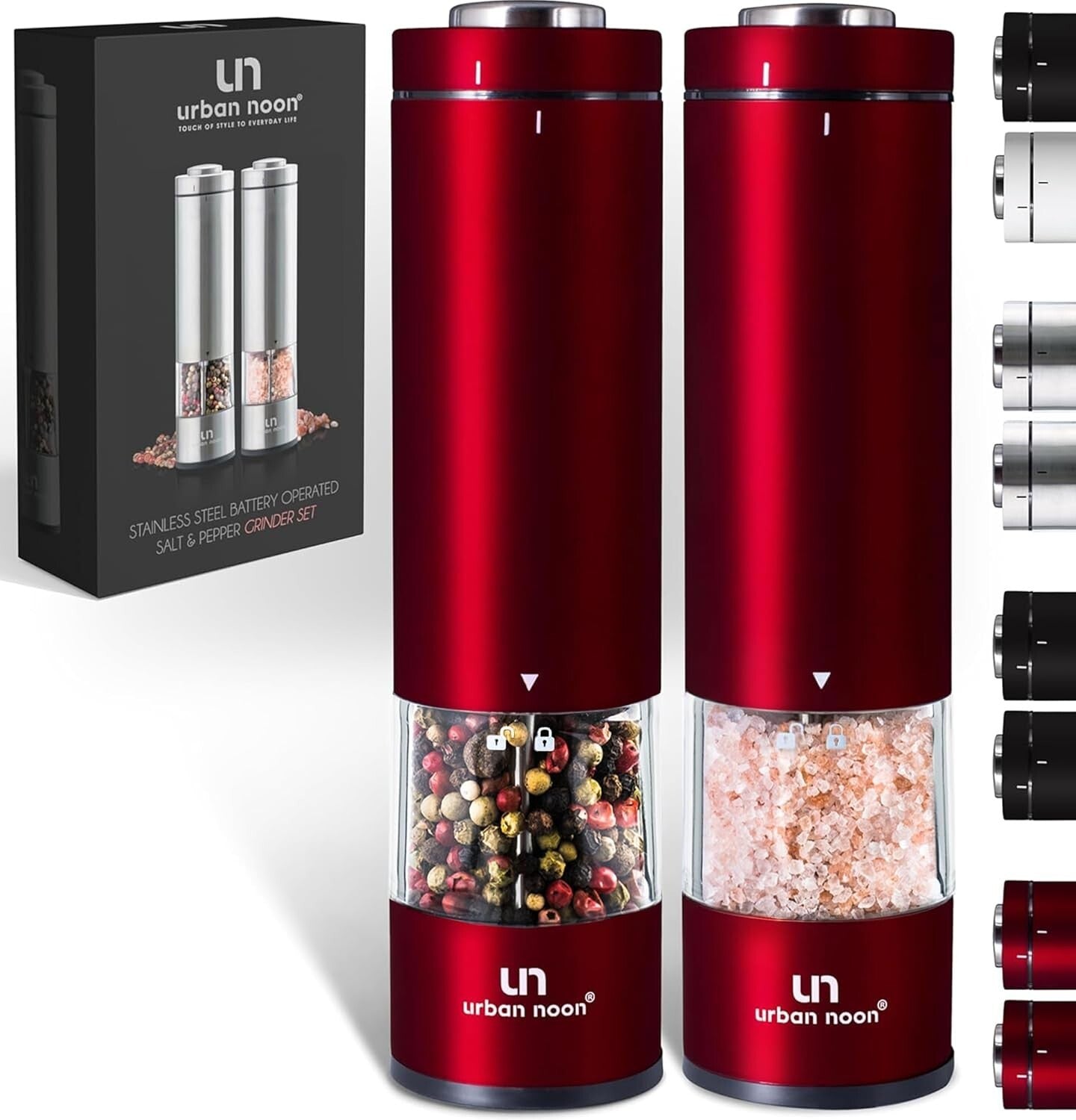 Chic Salt and Pepper Grinder Set with LED & Ceramic Core - Perfect Kitchen Gift!