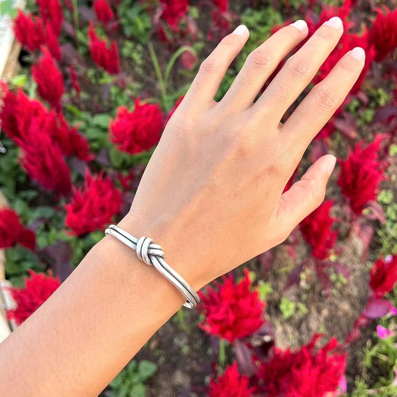 Sterling Silver Rustic Knot Cuff Bracelet - Perfect for Gifting, Size M-L & S-M