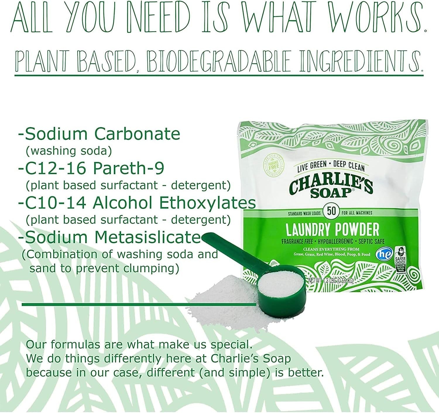 150 Loads of Organic Unscented Laundry Powder - Gentle for the Whole Family