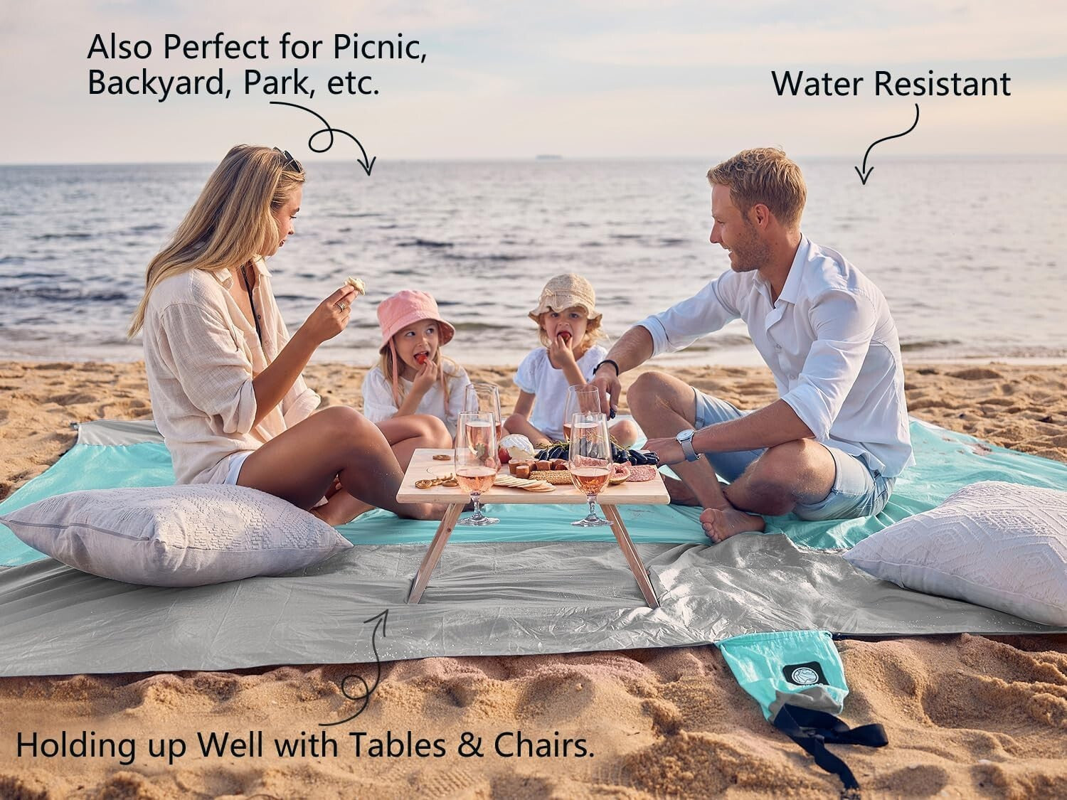 9x7 FT Sand-Free Beach Blanket - Waterproof, Lightweight, Perfect for Summer