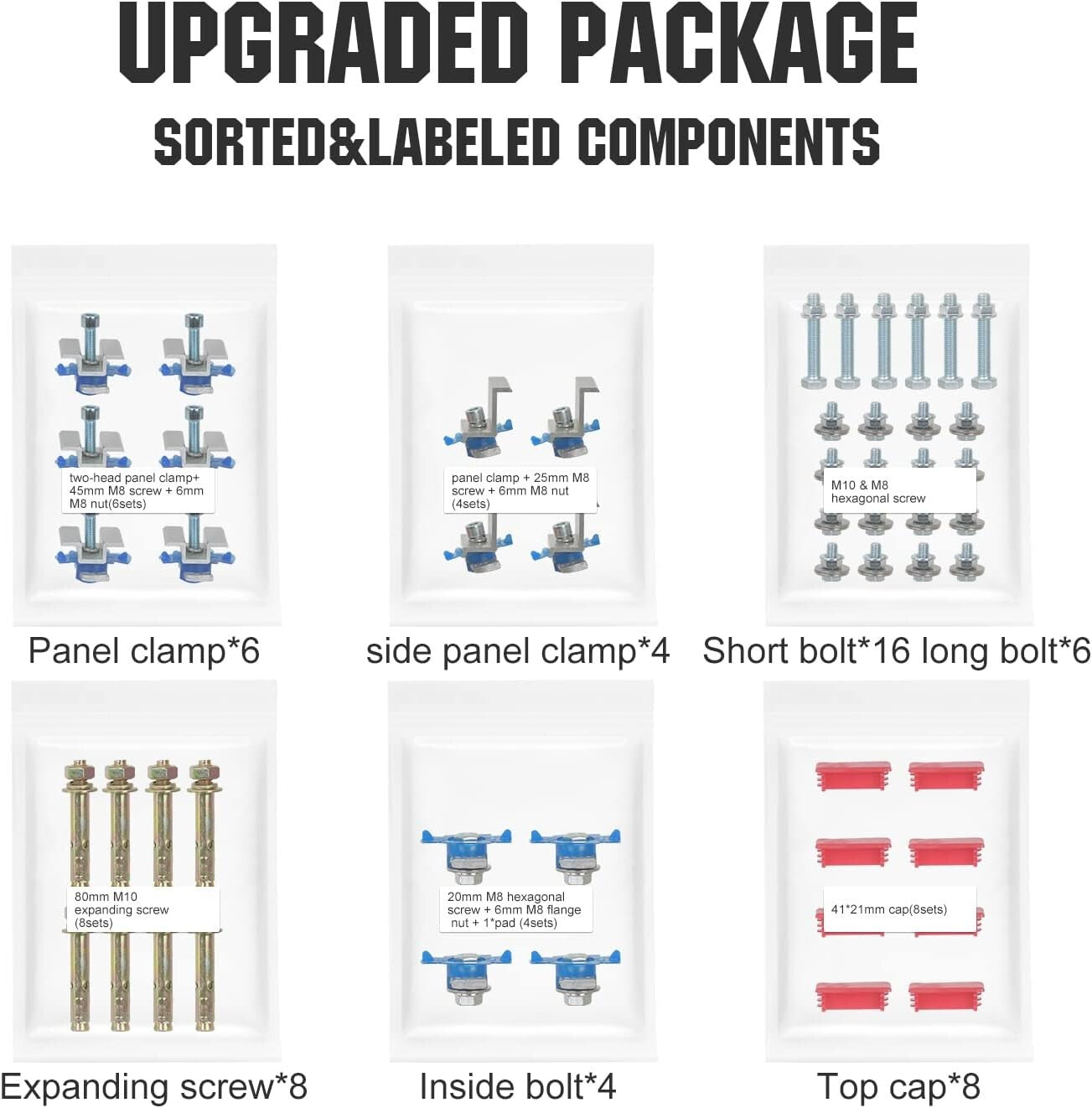 Adjustable Solar Panel Mounting Brackets Kit for 1-4 Panels - Ground System