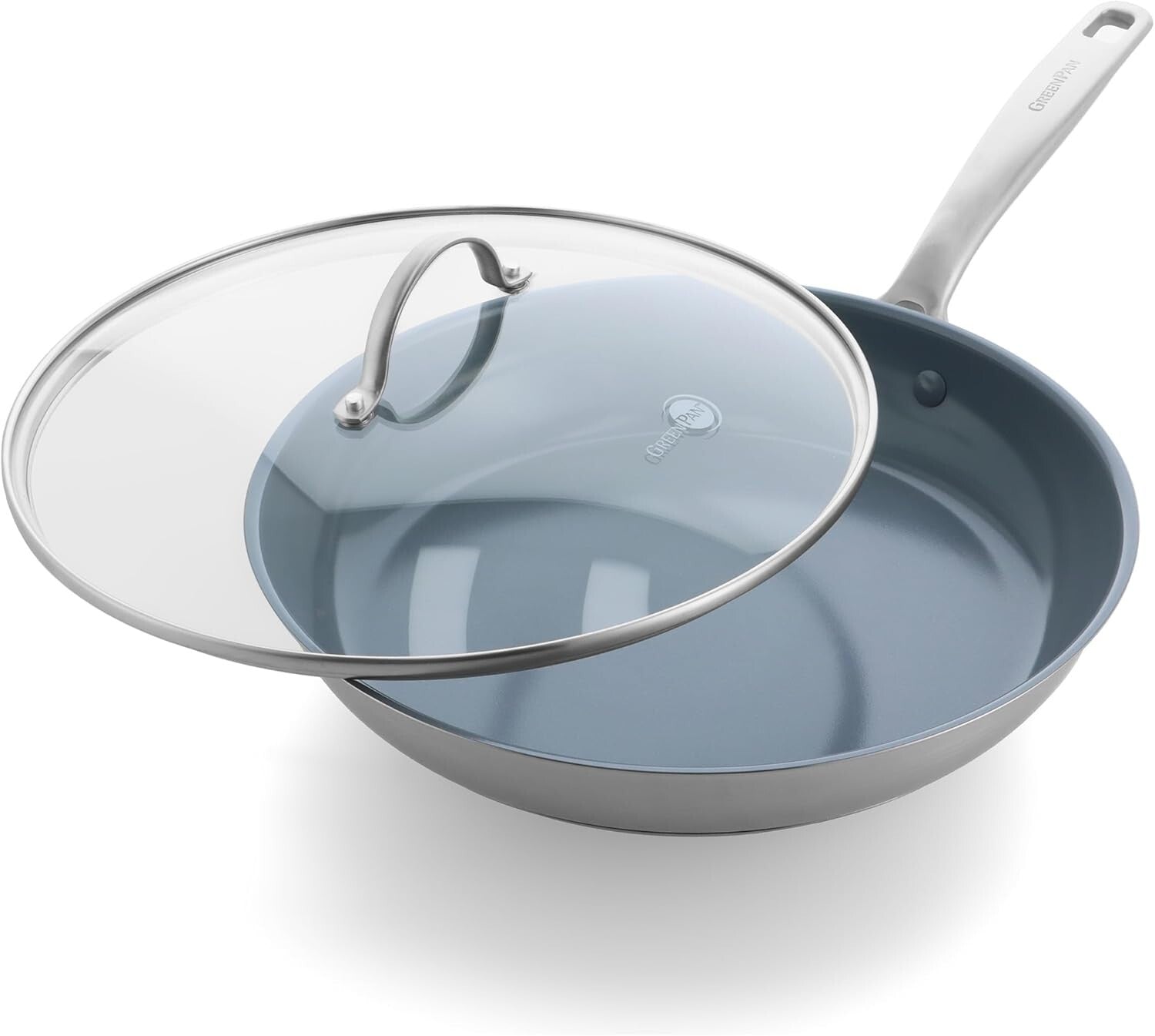 12" Treviso Stainless Steel Nonstick Frying Pan with Lid - PFAS-Free & Durable