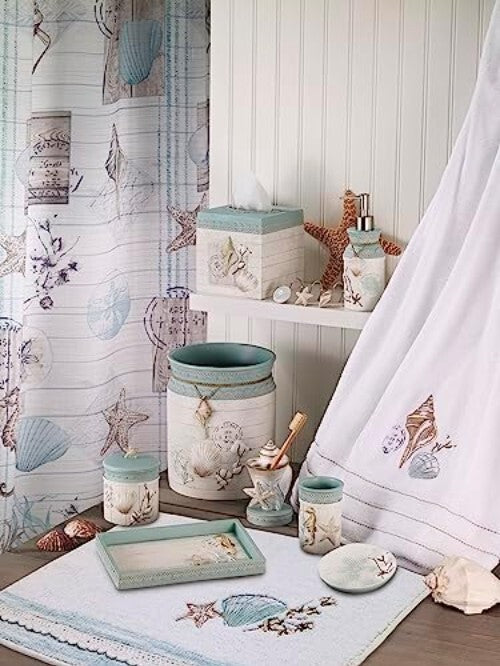 Chic Open-Top Decorative Trash Can - Farmhouse Shell Design for Home/Office