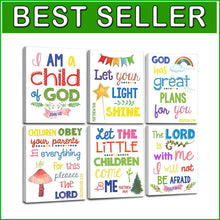 Load image into Gallery viewer, Set of 6 Framed Bible Verse Wall Decor - Inspirational Kids Room Art 8X10