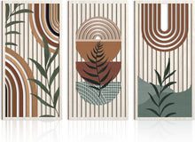 Load image into Gallery viewer, Large Mid Century Modern Bohemian Wood Wall Art - Geometric Design 16x32