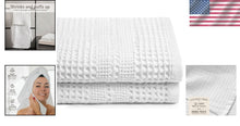 Load image into Gallery viewer, Set of 2 Classic Waffle Bath Towels - 100% Cotton Quick Dry &amp; Super Absorbent