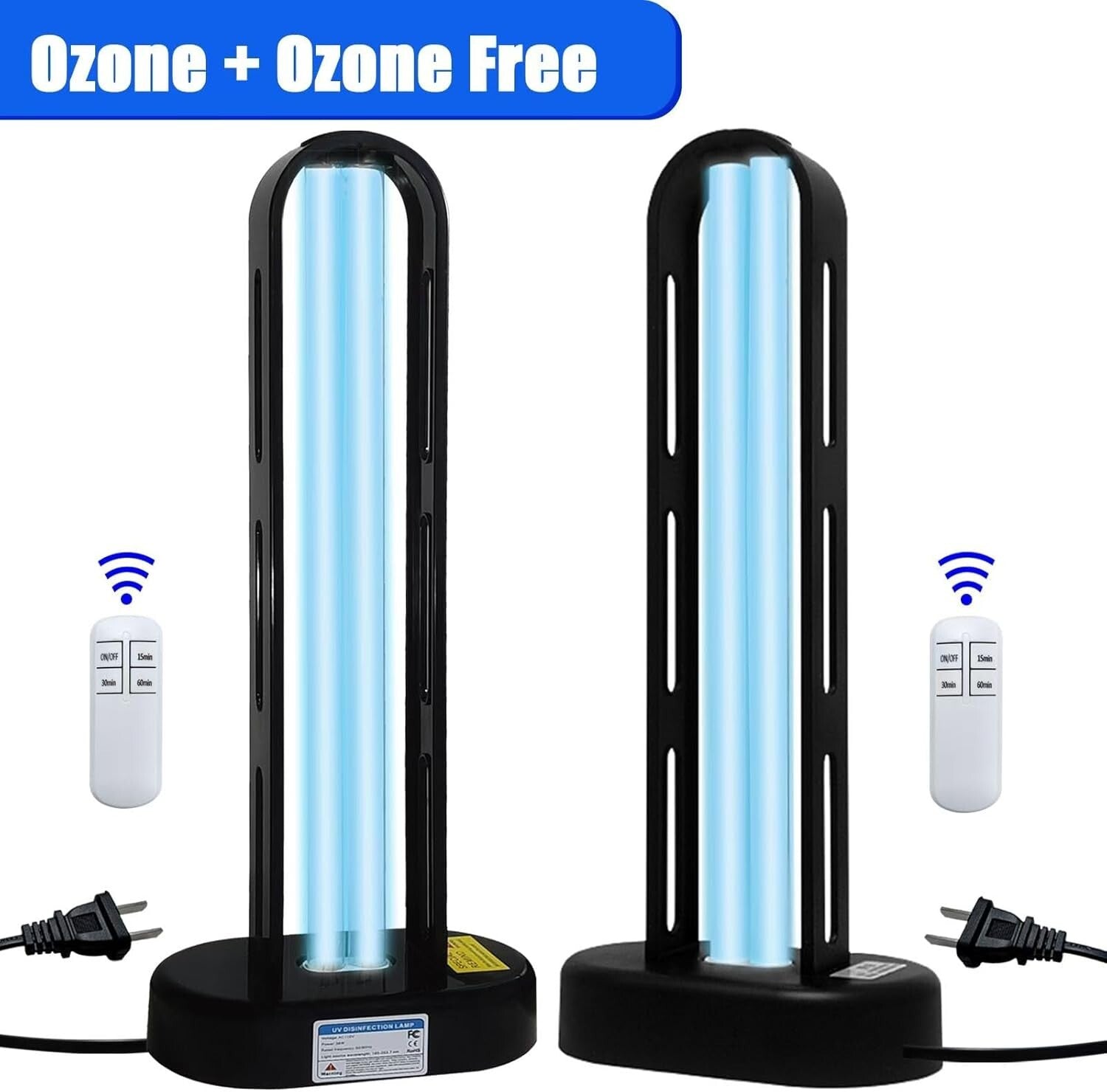 Dual Function UVC Light - 38W Ozone & Ozone-Free UV Sanitizers, 2 Pack