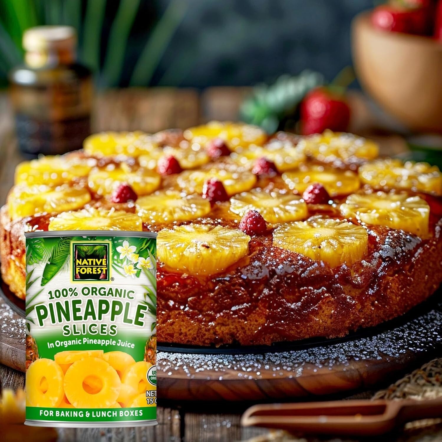 Delicious Organic Pineapple Slices - Sweet, Fresh & Sustainably Sourced, 15oz