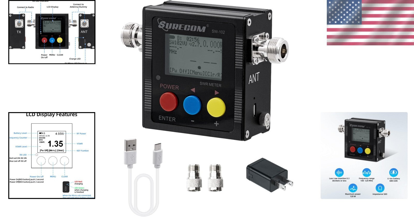 Digital SWR Meter with 120W Power Range & Rechargeable Battery - Essential Tool