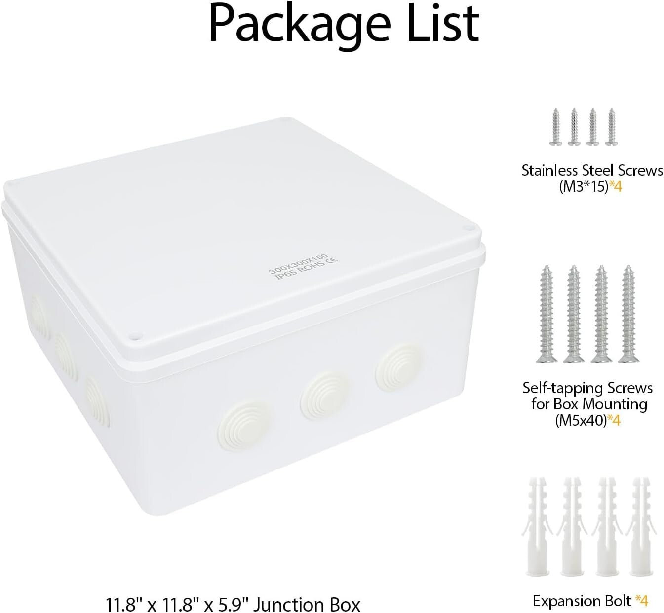 Electrical Junction Box with IP65 Rating - Compact 11.8" x 11.8" for Any Project