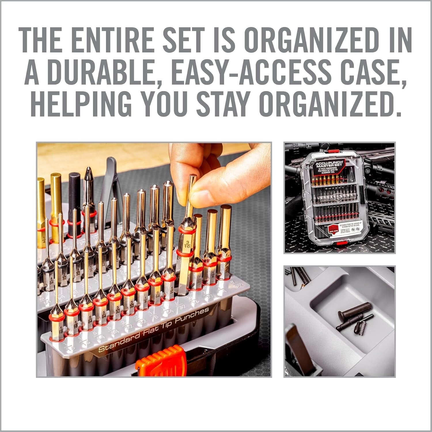 37-Piece Gunsmith Punch Set: Complete Tool Kit with Flat Tip and Brass Punches