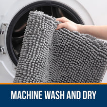 Load image into Gallery viewer, Grey Chenille Bath Mat 70" x 46" - Fluffy, Quick Dry, Machine Washable Accessory