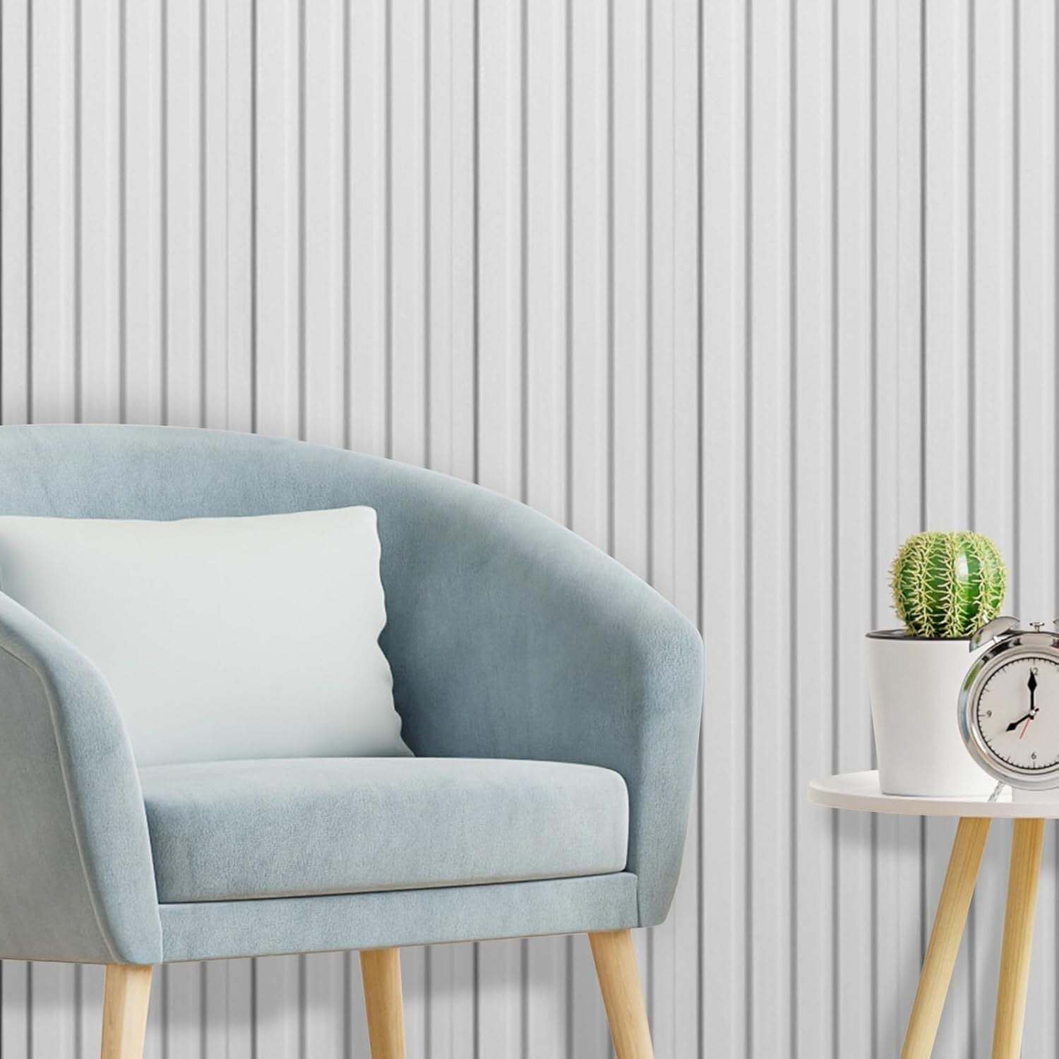 Durable 3D WPC Slat Wall Accent Panels - White, 8-Pack, Perfect for Home Design