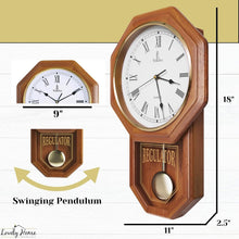 Load image into Gallery viewer, Battery-Operated Non-Chiming Wooden Pendulum Clock - 18" x 11" Classic Decor