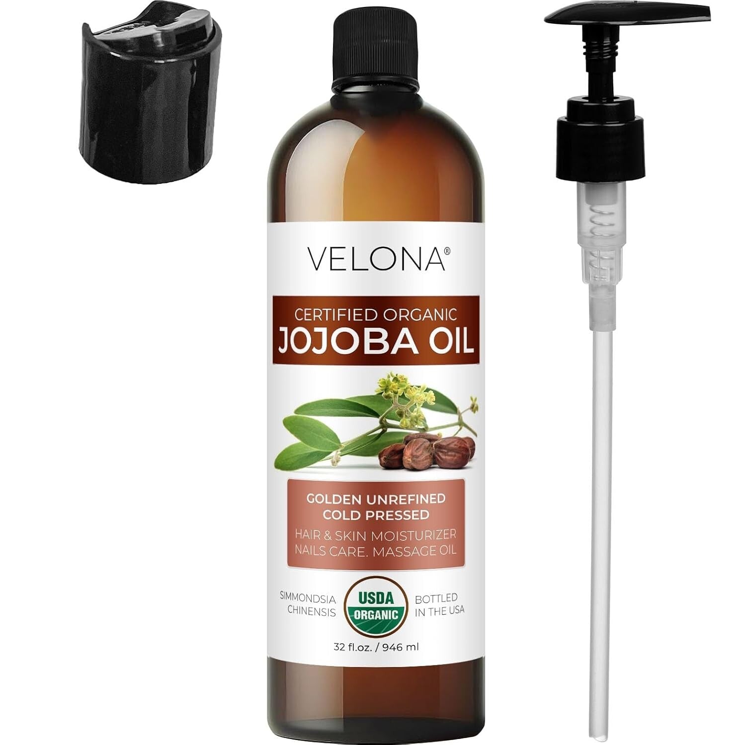 32 Oz USDA Organic Jojoba Oil | Natural Moisturizer, Hair Growth & Skin Hydrator
