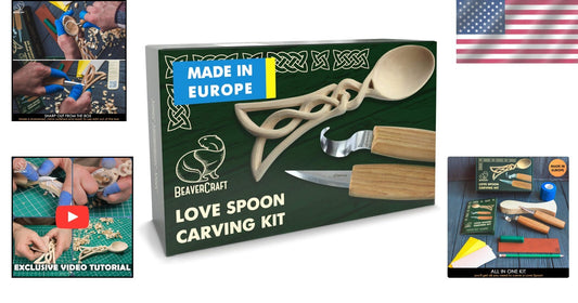 Beginner Wood Spoon Carving Kit - 10-Piece Whittling Set with Tools & Guide