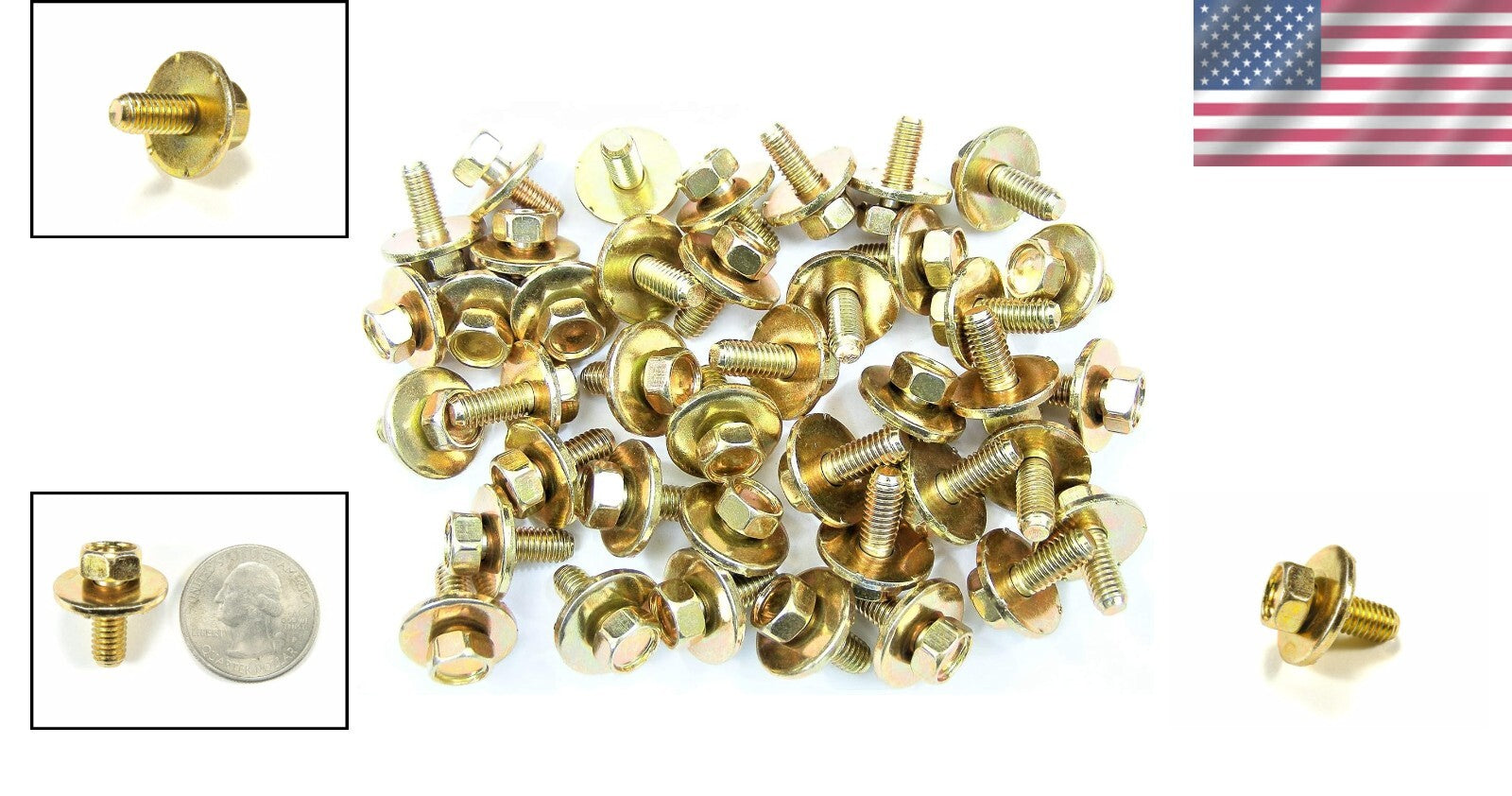 50-Pack M6-1.0 x 16mm Yellow Zinc Body Bolts with 10mm Hex and 19mm Washer