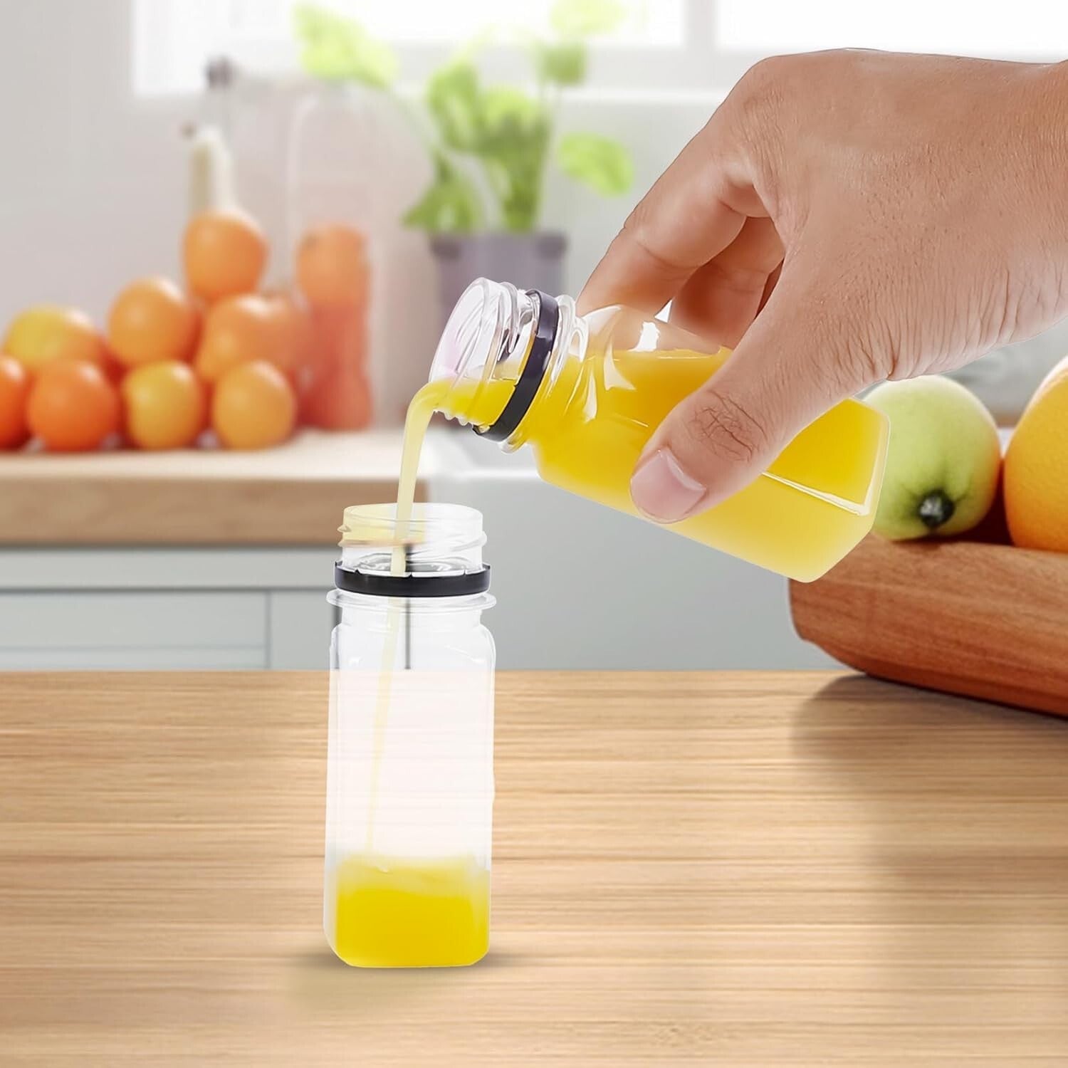 Clear 2 Oz Juice Bottles - 150 Pack with Caps, Funnels & Brushes for Smoothies