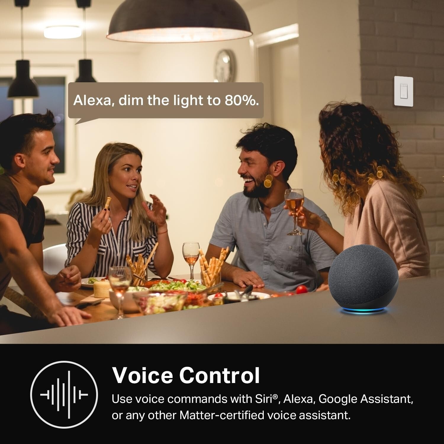 Wi-Fi Dimmer Light Switch with Voice Control - UL Certified, Easy Install