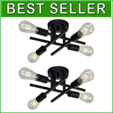 Load image into Gallery viewer, 2-Pack Modern Dimmable 4-Light Semi Flush Mount Ceiling Fixture in Matte Black