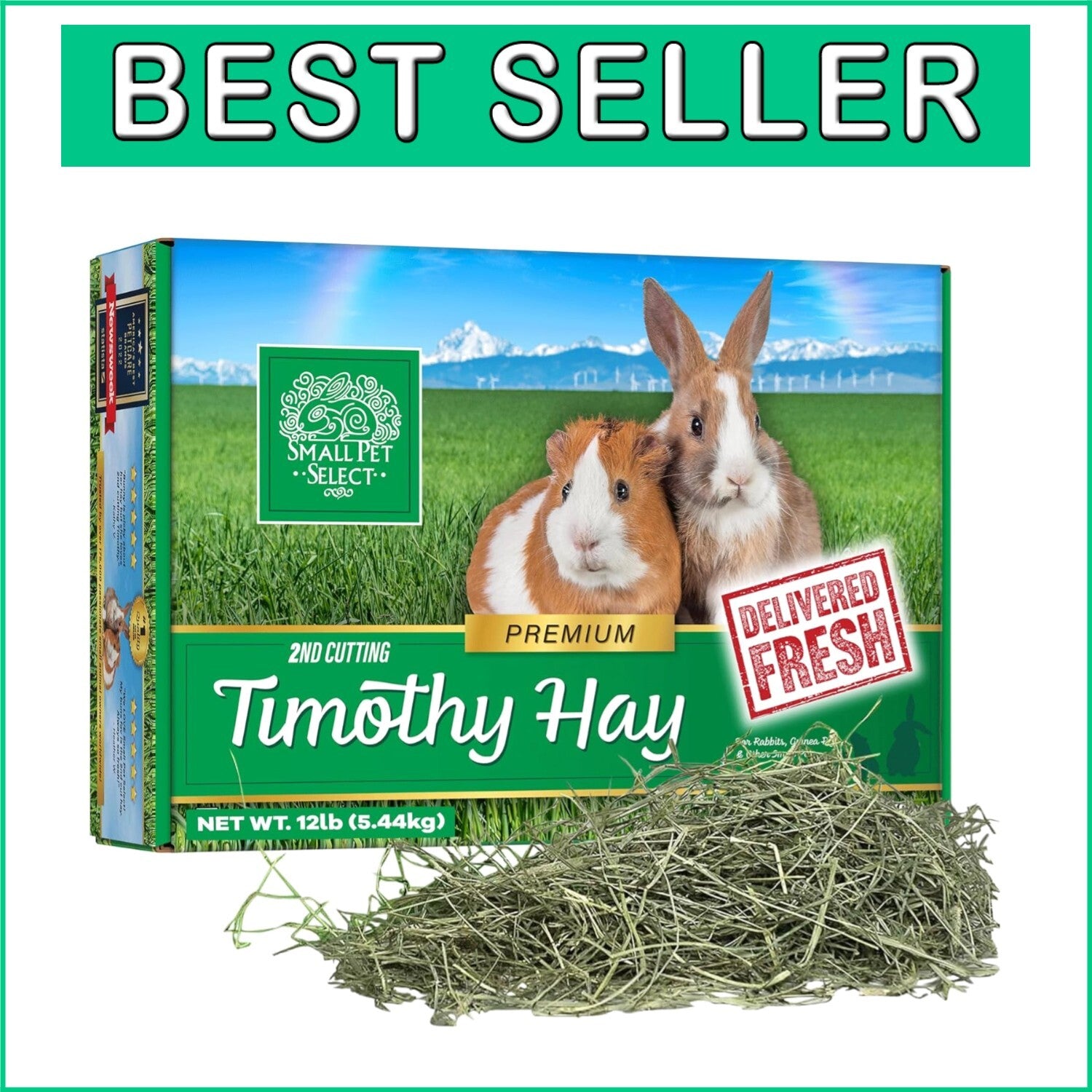 Fresh, Hand-Selected Timothy Hay for Small Pets - 12 LB, Ideal for Dental Health