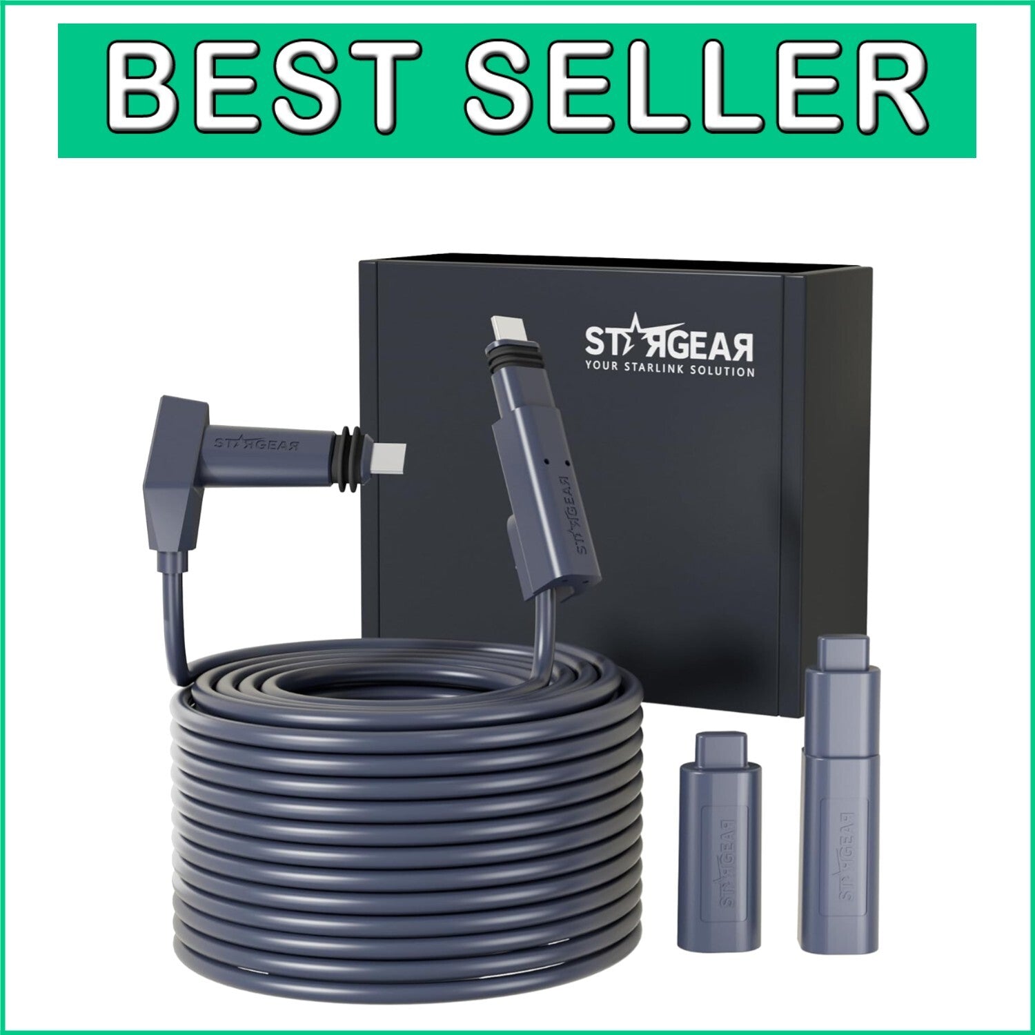 Durable 75FT Starlink Cable with Dustproof Covers for Gen2 Rectangular Satellite