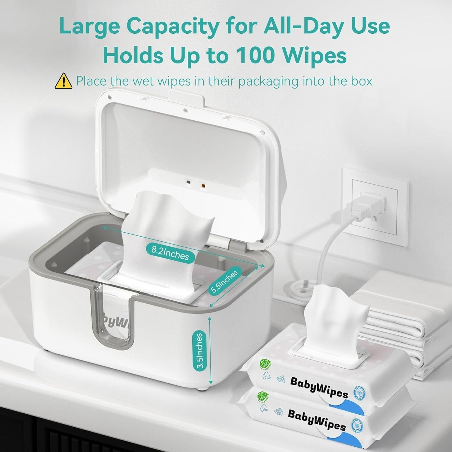 Moisture-Preserving Wipe Warmer with Adjustable Temperature & Quiet Night Light