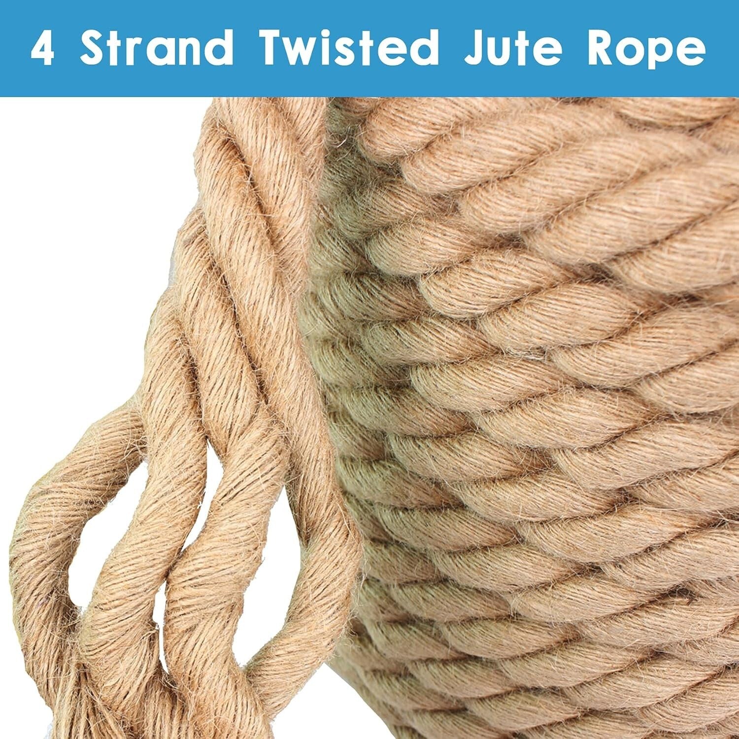 Heavy-Duty 1-1/4 Inch x 100 Ft Manila Rope - Sturdy for Marine, Camping & Decor