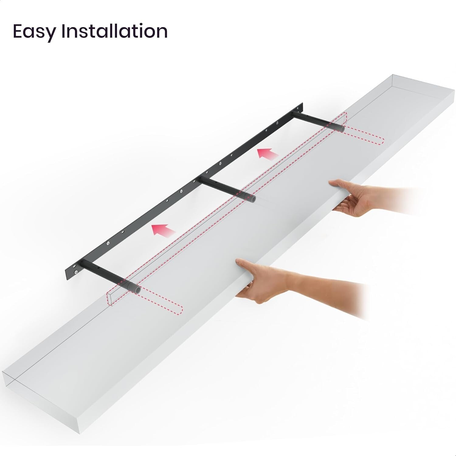 Versatile 60" Wall-Mounted Floating Shelves Set of 2 - Invisible Support Design