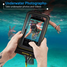 Load image into Gallery viewer, Marine Waterproof Phone Pouch - 4 Pack with Detachable Lanyard, Black/Hi-Vis