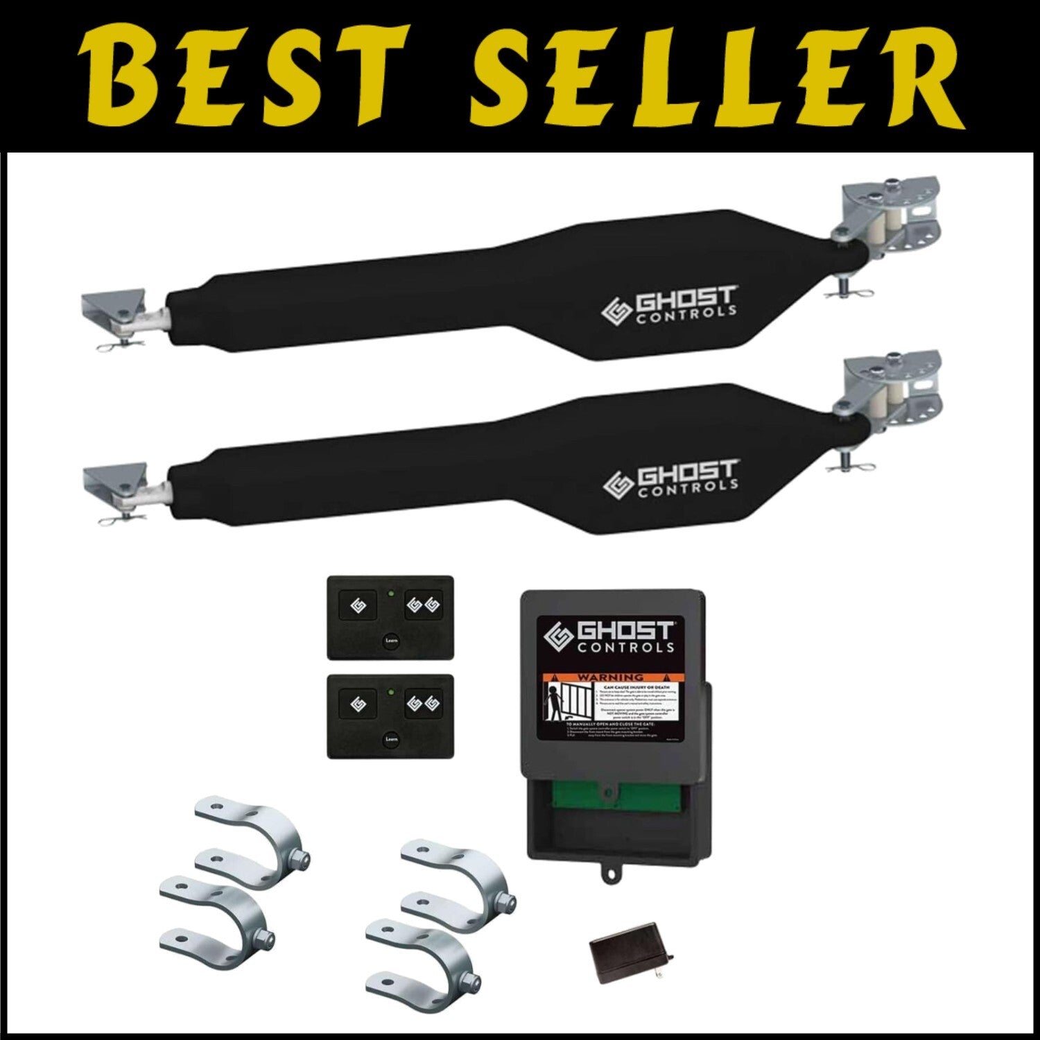 Heavy-Duty Dual Swing Gate Opener Kit with Long-Range Remote - 300 lb Capacity